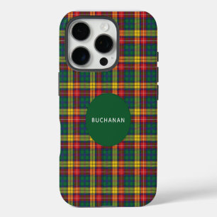 Gestreepte Tartan Clan Buchanan Rood Groen Persoon iPhone 16 Pro Hoesje
