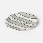 Gestreepte taupe / Hunter Green gepersonaliseerd Papieren Bordje (Gekanteld)