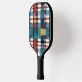 Gestreepte Teal Rood Geel Wit Pickleball Paddle (Links)