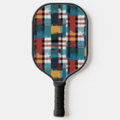 Gestreepte Teal Rood Geel Wit Pickleball Paddle (Achterkant)