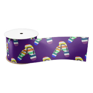 Gestreepte Teenslippers op Paarse Satijnen Lint