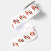 Gestreepte Teenslippers op wit Satijnen Lint (Achterkant)