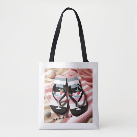 Gestreepte Teenslippers strandlaken Tote Bag (Voorkant)