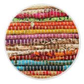 Gestreepte textielstof touw natuurlijke keramische knop (Voorkant)