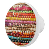 Gestreepte textielstof touw natuurlijke keramische knop (Rechts)