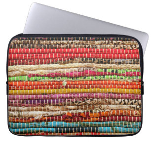 Gestreepte textielstof touw natuurlijke laptop sleeve