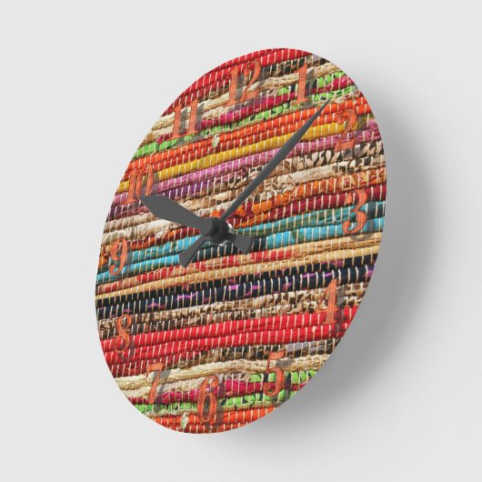 Gestreepte textielstof touw natuurlijke ronde klok (Hoek)