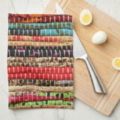 Gestreepte textielstof touw natuurlijke theedoek (Quarter Fold)