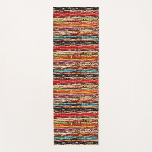 Gestreepte textielstof touw natuurlijke yogamat (Voorkant)