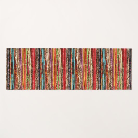 Gestreepte textielstof touw natuurlijke yogamat (Voorkant (horizontaal))