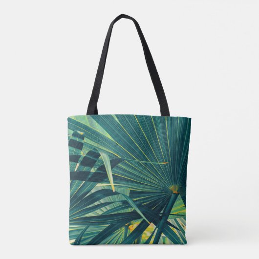 Gestreepte textuur van palmblad tote bag (Achterkant)