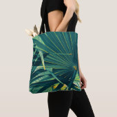 Gestreepte textuur van palmblad tote bag (Dichtbij)