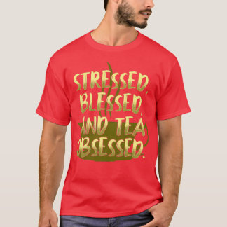 Gestreepte Thee geobsedeerd T-shirt