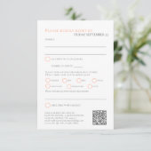 Gestreepte thee roos waterverf bruiloft QR code ma RSVP Kaartje (Staand voorkant)