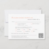 Gestreepte thee roos waterverf bruiloft QR code ma RSVP Kaartje (Voorkant)