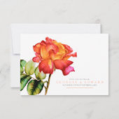 Gestreepte thee roos waterverf bruiloft QR code ma RSVP Kaartje (Achterkant)