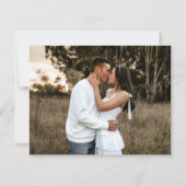 Gestreepte thee roos waterverf oranje trouwfoto save the date (Achterkant)