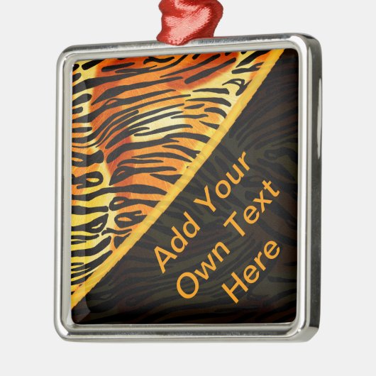 Gestreepte tijger afdrukken Patroon op maat Metalen Ornament (Links)