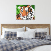 Gestreepte tijger canvas afdruk (Insitu (Slaapkamer))