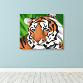 Gestreepte tijger canvas afdruk (Insitu (Houten vloer))