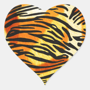 Gestreepte tijger - dierpringspatroon hart sticker