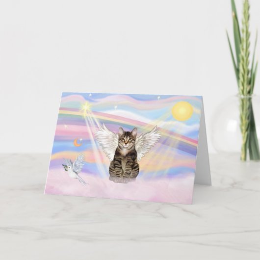 Gestreepte Tijgerkat Engel in Wolken Kaart (Voorkant)