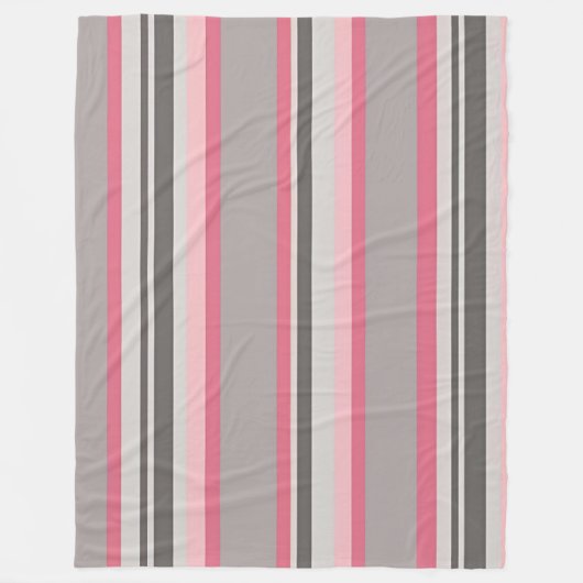 Gestreepte tinten roze en grijs fleece deken (Voorkant)