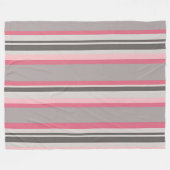 Gestreepte tinten roze en grijs fleece deken (Voorkant (Horizontaal))
