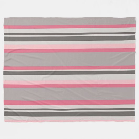 Gestreepte tinten roze en grijs fleece deken (Voorkant (Horizontaal))