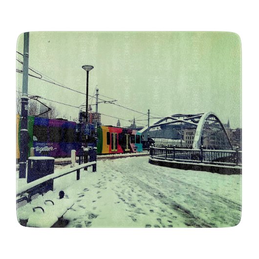 Gestreepte tram, met brug snijplank (Voorkant)