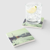 Gestreepte tram stenen onderzetter (Zijkant)