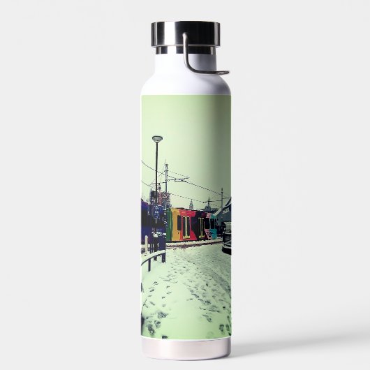 Gestreepte tram waterfles (Links)