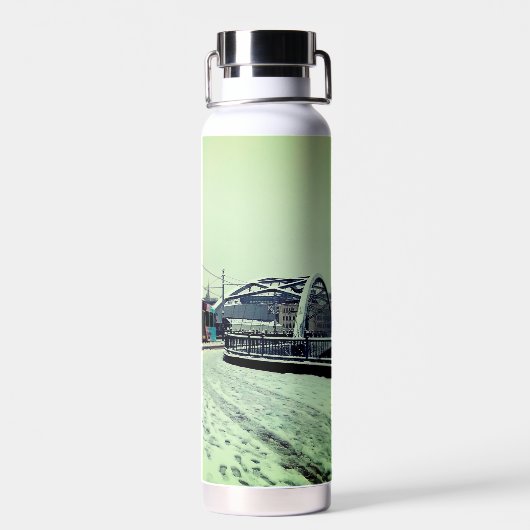 Gestreepte tram waterfles (Achterkant)