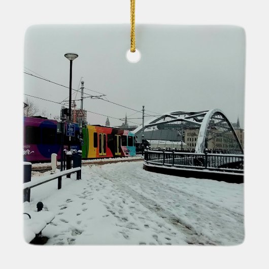 Gestreepte trams keramisch ornament (Achterkant)