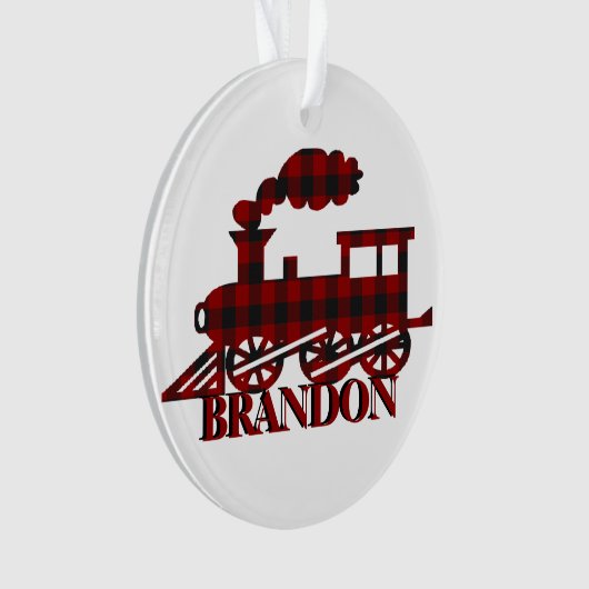 Gestreepte trein gepersonaliseerd ornament (voorkant)