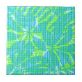 Gestreepte tropische bladeren tegeltje (Voorkant)