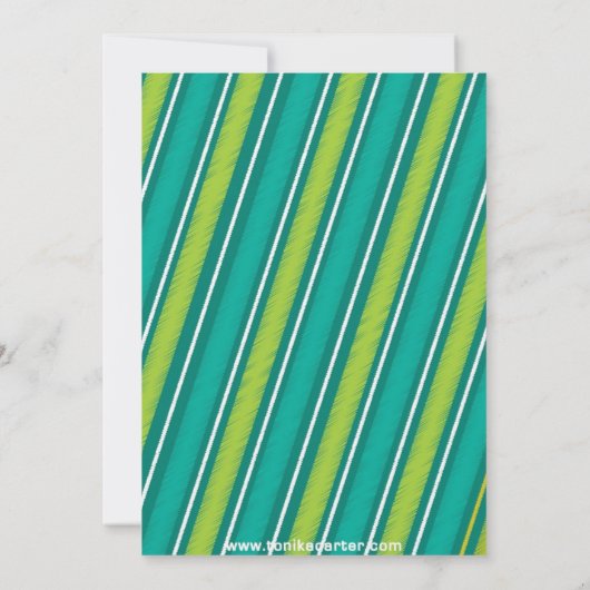 Gestreepte Turtle Verjaardag Uitnodiging (groen) (Achterkant)