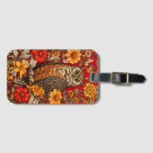 Gestreepte uil en Zinnia bloemen Bagagelabel (Voorkant (horizontaal))