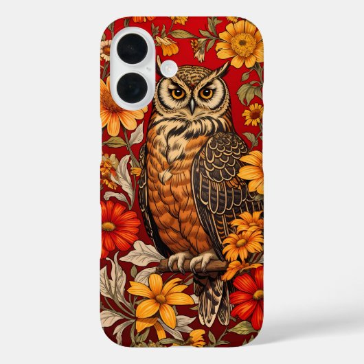 Gestreepte uil en Zinnia bloemen Case-Mate iPhone Case (Achterkant)