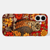 Gestreepte uil en Zinnia bloemen Case-Mate iPhone Case (Achterkant (horizontaal))