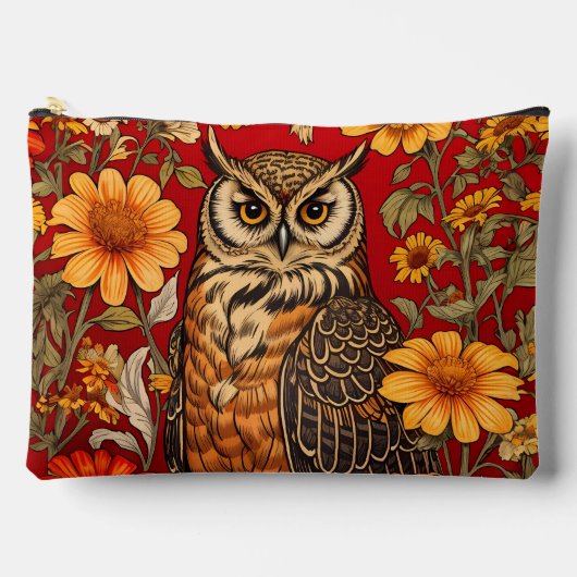 Gestreepte Uil En Zinnia Bloemen Etui (Voorkant)