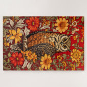 Gestreepte uil en Zinnia bloemen Legpuzzel (Horizontaal)