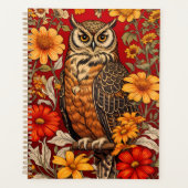 Gestreepte uil en Zinnia bloemen Planner (Voorkant)