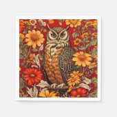 Gestreepte uil en Zinnia bloemen Servet (Voorkant)