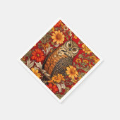 Gestreepte uil en Zinnia bloemen Servet (Hoek)