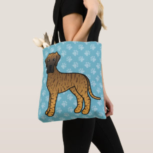 Gestreepte vachtpatroon Great Dane Cartoon-hond Tote Bag