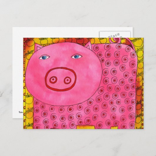 Gestreepte Varken Briefkaart (Voorkant / Achterkant)