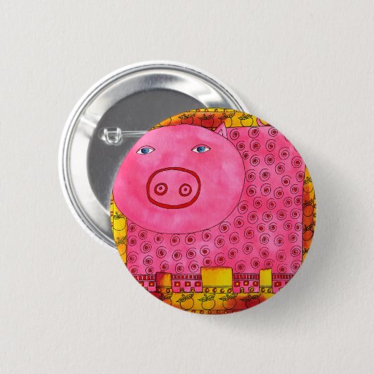 Gestreepte Varken Ronde Button 5,7 Cm (Voorkant /achterkant)