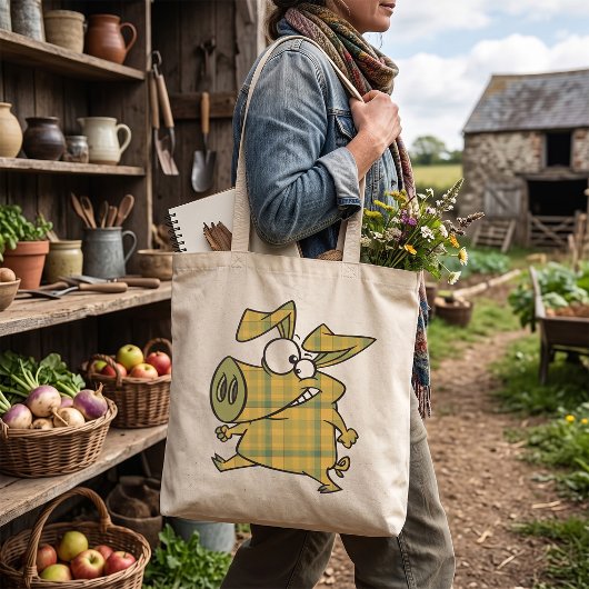 Gestreepte Varken Tote Bag