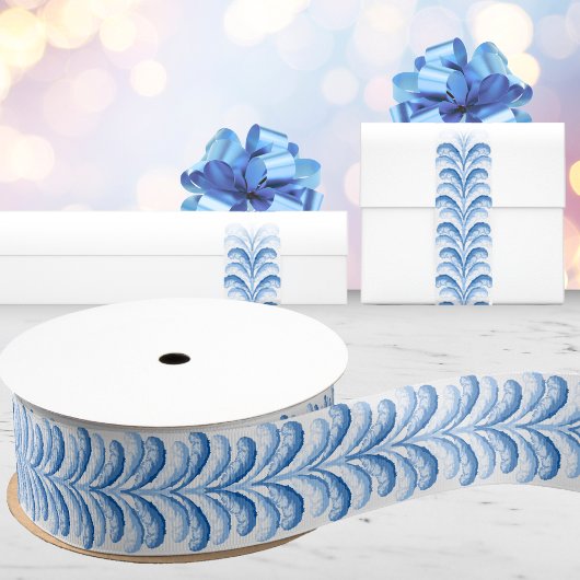 Gestreepte Verenfeest in Blauwe Porselein Grosgrain Lint